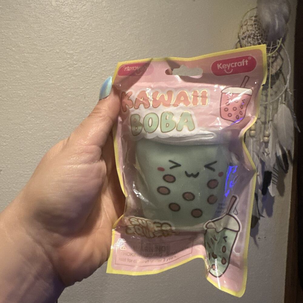Keycraft Kawaii Boba Squishy Fidget Toy Green Bubble Tea Sealed